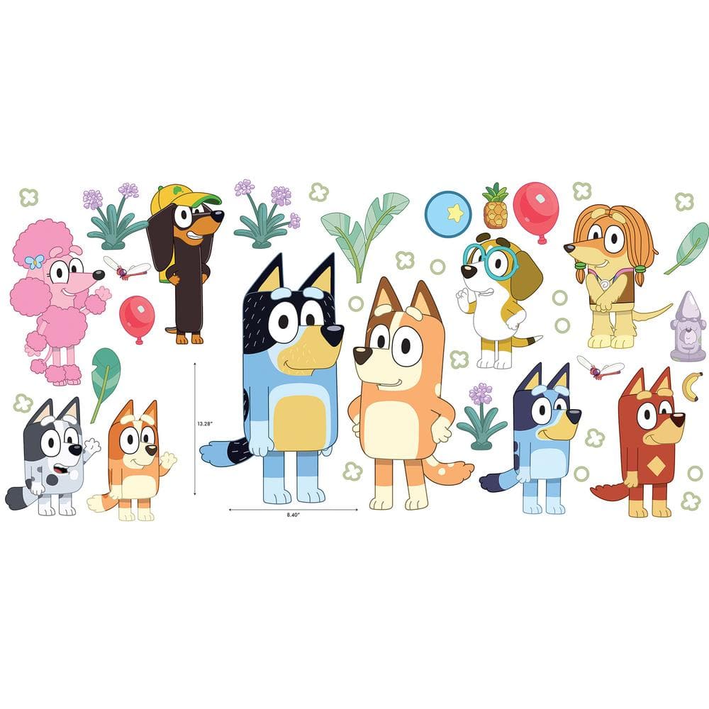 Bluey Family & Friends Peel and Stick Wall Decals Set