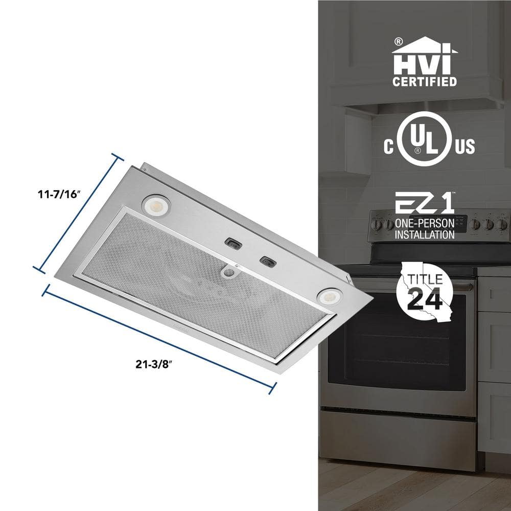 21-Inch Stainless Steel Convertible Range Hood Insert with LED Lighting