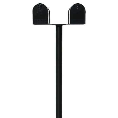 Hanford Twin Black (No Scrolls) Post System Non-Locking Mailbox with 2 E1 Mailboxes