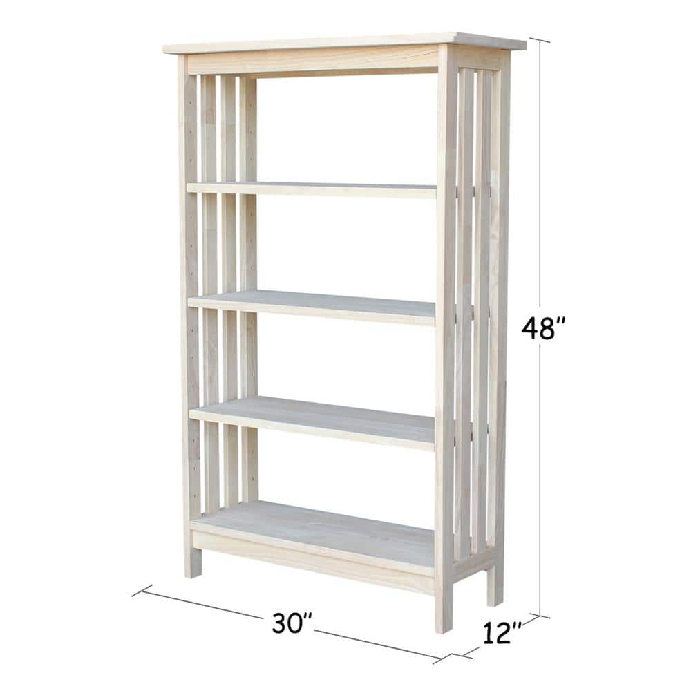 Adjustable Beige Solid Wood 38" 4-Tier Shelf Unit