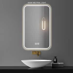 24 in. W x 32 in. H Rectangular Aluminum Frame Wall-Mount Bathroom Vanity Mirror with 3-Color LED Lights