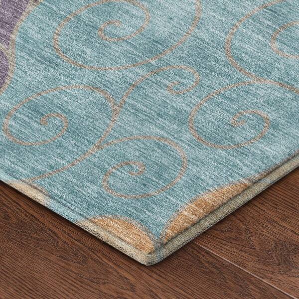 Mayfield Premium Machine Washable Abstract AMF2464 Basil 10 ft. x 14 ft. Area Rug