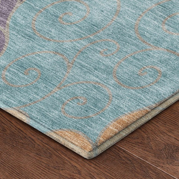 Mayfield Premium Machine Washable Abstract AMF2464 Basil 2 ft. x 3 ft. Accent Rug