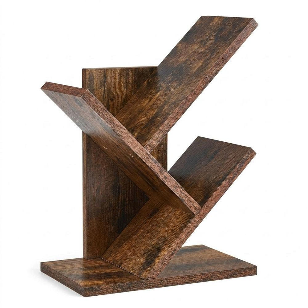 Brown Magazine Rack Rustic Brown 11.81 in. x 16.14 in. Wood Freestanding Magazine Rack,3 ...