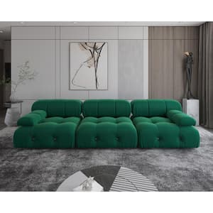 103.8 in. Square Arm 3-Piece Rectangular Velvet Modular Free Combination Sectional Sofa in Green