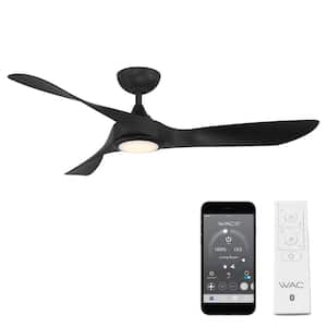 Swirl 54 in. Integrated LED Indoor and Outdoor 3-Blade Smart Ceiling Fan Matte Black with Remote 3000k