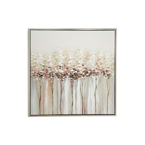 1- Panel Tree Framed Wall Art with Silver Frame 40 in. x 40 in.