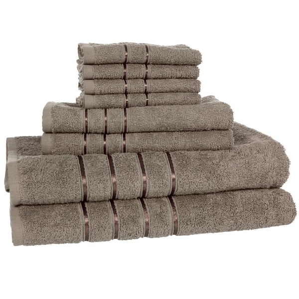 8-Piece Silver 100% Cotton Plush Bath Towel Set