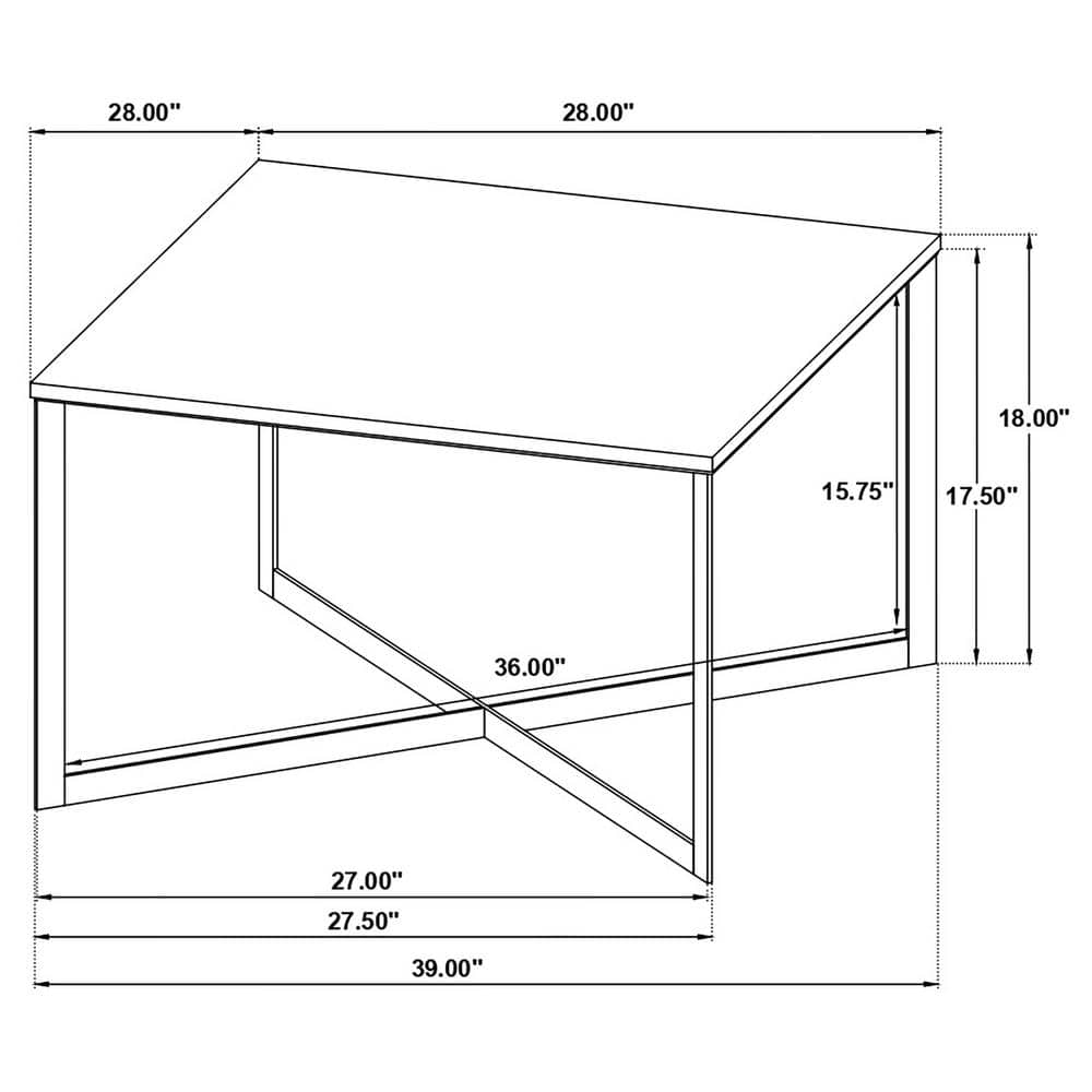Tobin Square White Marble Top Coffee Table with Black Metal Frame