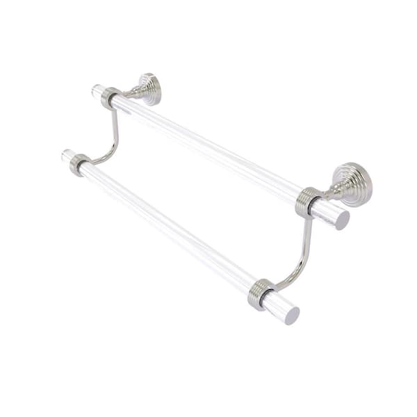 Allied Brass Pacific Grove Collection 30 in. Wall Mounted Double Towel Bar with Groovy Accents in Satin Nickel