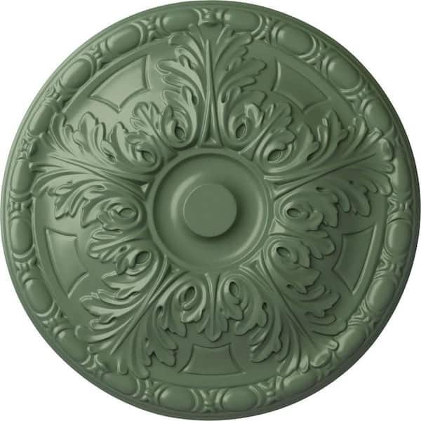 Ekena Millwork 15-3/4" x 5/8" Granada Urethane Ceiling Medallion (Fits Canopies upto 4-1/4"), Hand-Painted Athenian Green