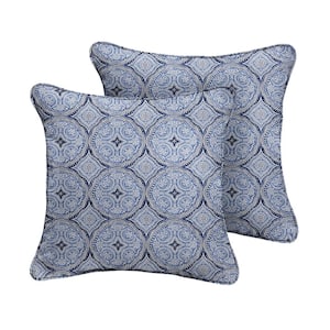 Blue Outdoor Corded Throw Pillows (2-Pack)