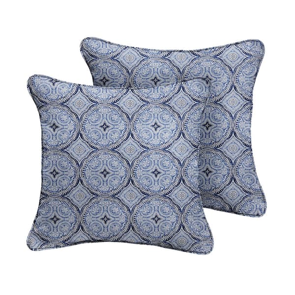 SORRA HOME Blue Outdoor Corded Throw Pillows (2-Pack)