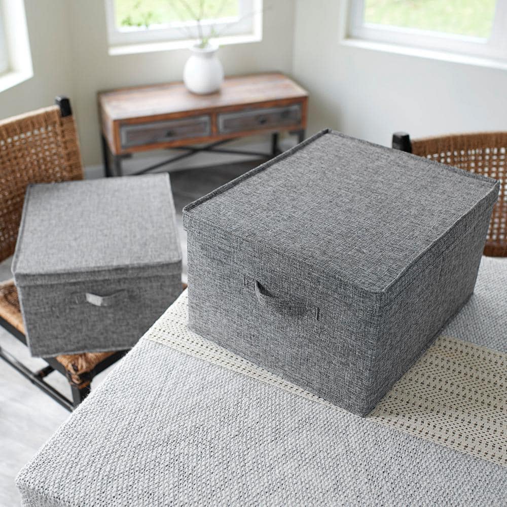 Graphite Jumbo Fabric Storage Bins with Lids