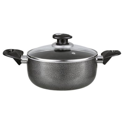 Oster Clairborne 6 qt. Round Aluminum Nonstick Dutch Oven in Charcoal Gray  with Glass Lid 985105875M - The Home Depot