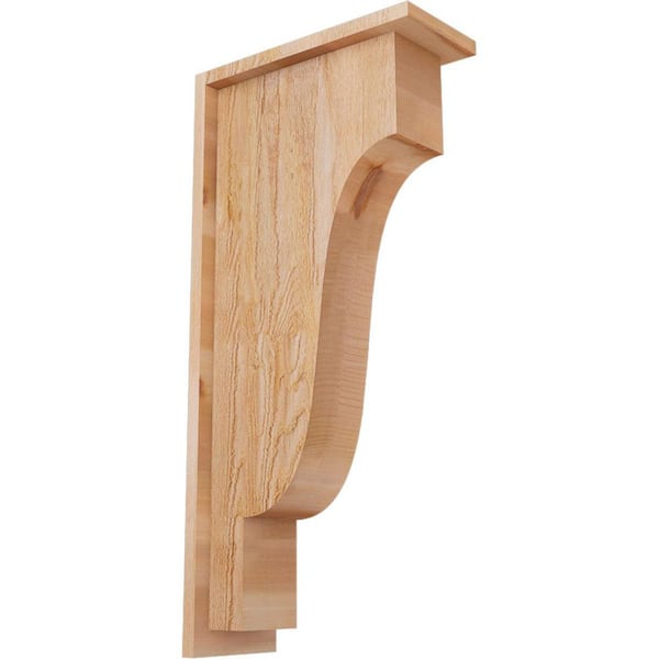 Ekena Millwork 6 in. x 14 in. x 26 in. Western Red Cedar Newport Rough Sawn Corbel with Backplate