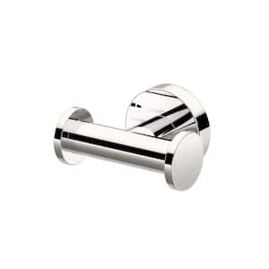 Glam Double Knob Robe Hook in Polished Nickel