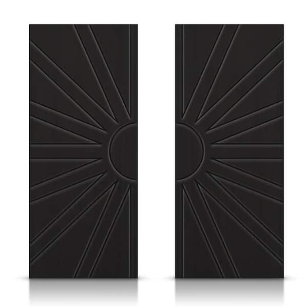 CALHOME 48 in. x 80 in. Hollow Core Black Stained Composite MDF Interior Double Closet Sliding Doors