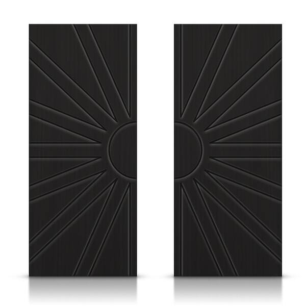 CALHOME 84 in. x 84 in. Hollow Core Black Stained Composite MDF Interior Double Closet Sliding Doors
