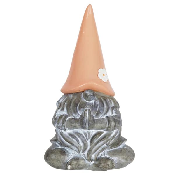 Exhart Solar Gnamaste Peach Hat Gnome