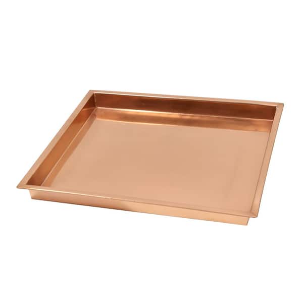 ACHLA DESIGNS Square Copper Plated Stainless Steel Indoor/Outdoor Decorative Kitchen Dining Garden Tray, 15"W x 15"L x 1.25"H