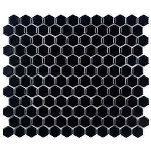 Metro 1 in. Hex Matte Black 6 in. x 6 in. Porcelain Mosaic Take Home Tile Sample