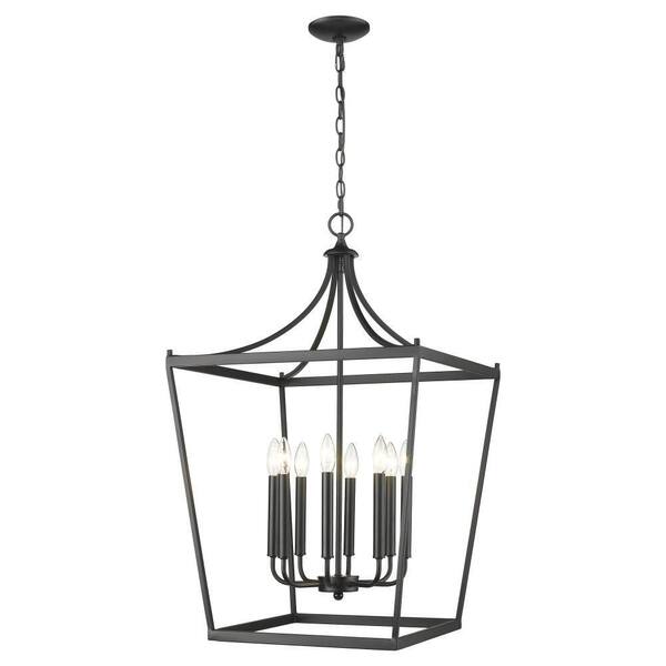 HomeRoots 60-Watt 8-Light Black Pendant Light with Metal, No