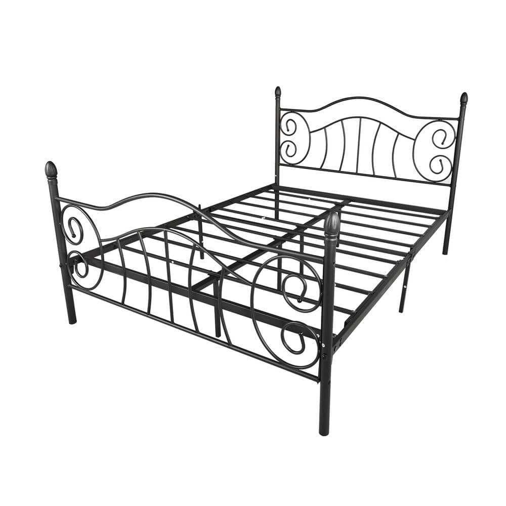 Maincraft Black Queen Metal Platform Bed with Headboard and Footboard ...