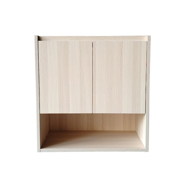24 in. Wall Mount Bath Vanity Cabinet without Top, Moisture Resistant with Open Shelf in White Oak