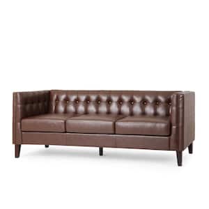 Sadlier 76 in. Square Arm 3-Seater Removable Covers Sofa in Dark Brown