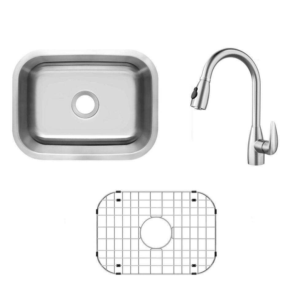 23 in. Undermount Single Bowl 18-Gauge Stainless Steel Kitchen Sink with Pull Down Sprayer Kitchen Faucet price history on PriceWatchPro