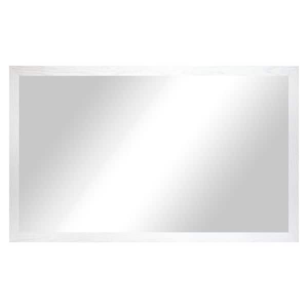 2 in White Frame (30 in. W x 45 in. H) Oak Hardwood Rectangle Wall Mirror