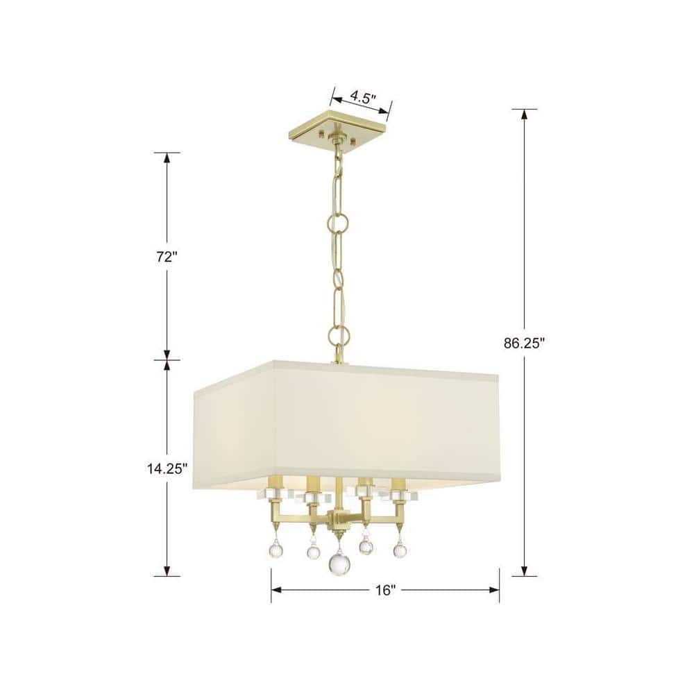 Mini Paxton Aged Brass Candle Chandelier with Silk Shade and Crystal Drops