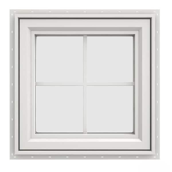 JELD-WEN 23.5 in. x 23.5 in. V-4500 Series White Vinyl Right-Handed Casement Window with Colonial Grids/Grilles