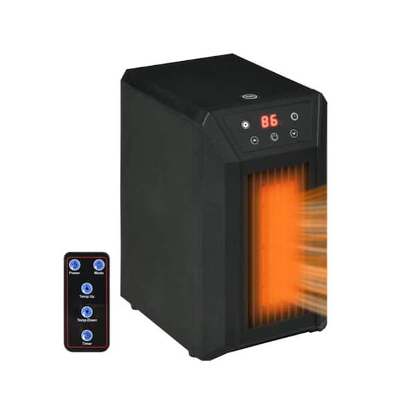 1500W Fast Heating Portable Compact Electric Infrared Space Heater with Remote, 12H Timer, 3 Modes and Thermostat, Black