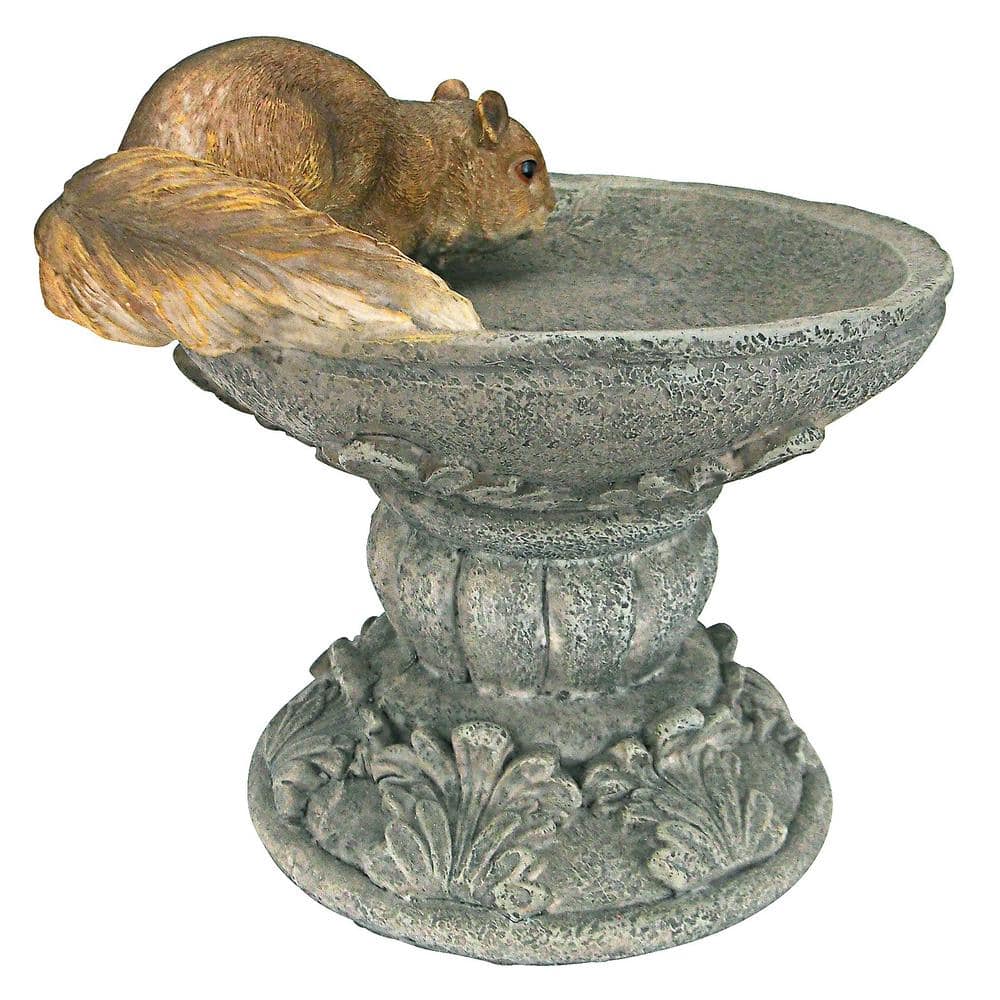 Hand-Painted Resin Woodland Squirrel Garden Birdbath Statue