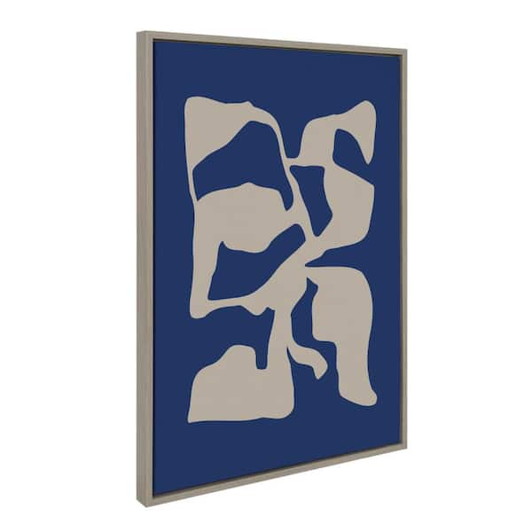 Kate and Laurel Sylvie Distorted Shapes of Blue and Tan by the Creative Bunch Studio Framed Art Print 23 in. x 33 in.