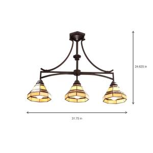 Addison 3-Light Oil Rubbed Bronze Kitchen Island Light with Tiffany Style Stained Glass Shades