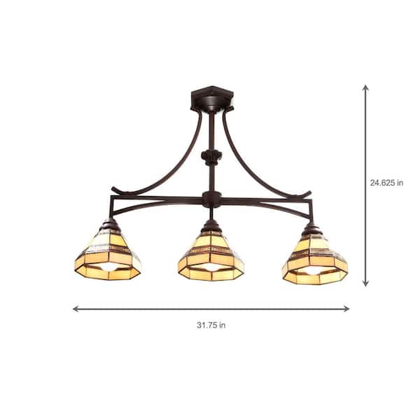 Addison 3-Light Oil Rubbed Bronze Kitchen Island Light with Tiffany Style Stained Glass Shades