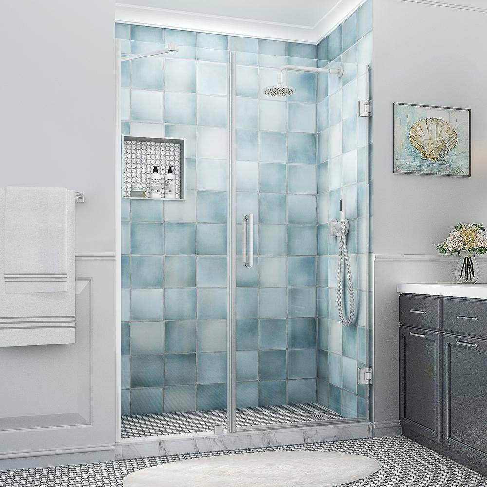 Belmore XL 80" High x 56" Wide Frameless Hinged Shower Door in Stainless Steel