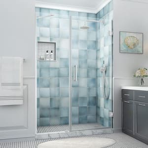 Belmore XL 55.25 - 56.25 in. W x 80 in. H Frameless Hinged Shower Door with Clear StarCast Glass in Stainless Steel