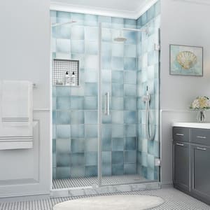 Belmore XL 58.25 - 59.25 in. W x 80 in. H Frameless Hinged Shower Door with Clear StarCast Glass in Stainless Steel