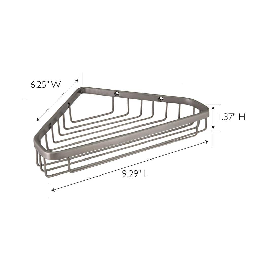 Satin Nickel Triangular Wall-Mounted Metal Shower Basket