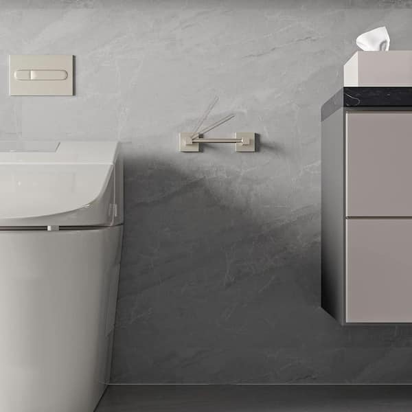 Wall-Mount Double Post Toilet Paper Holder Pivoting Square Tissue Holders Roll Holder Hangers Stand In Brushed Nickel