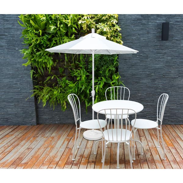 7.5 ft. Matte White Aluminum Market Push Tilt Patio Umbrella in Navy Blue Olefin