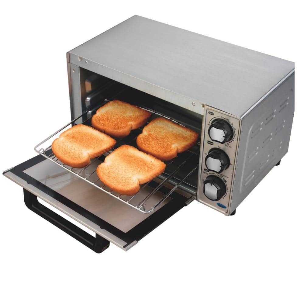 Stainless Steel 4-Slice Countertop Toaster Oven with Automatic Shutoff