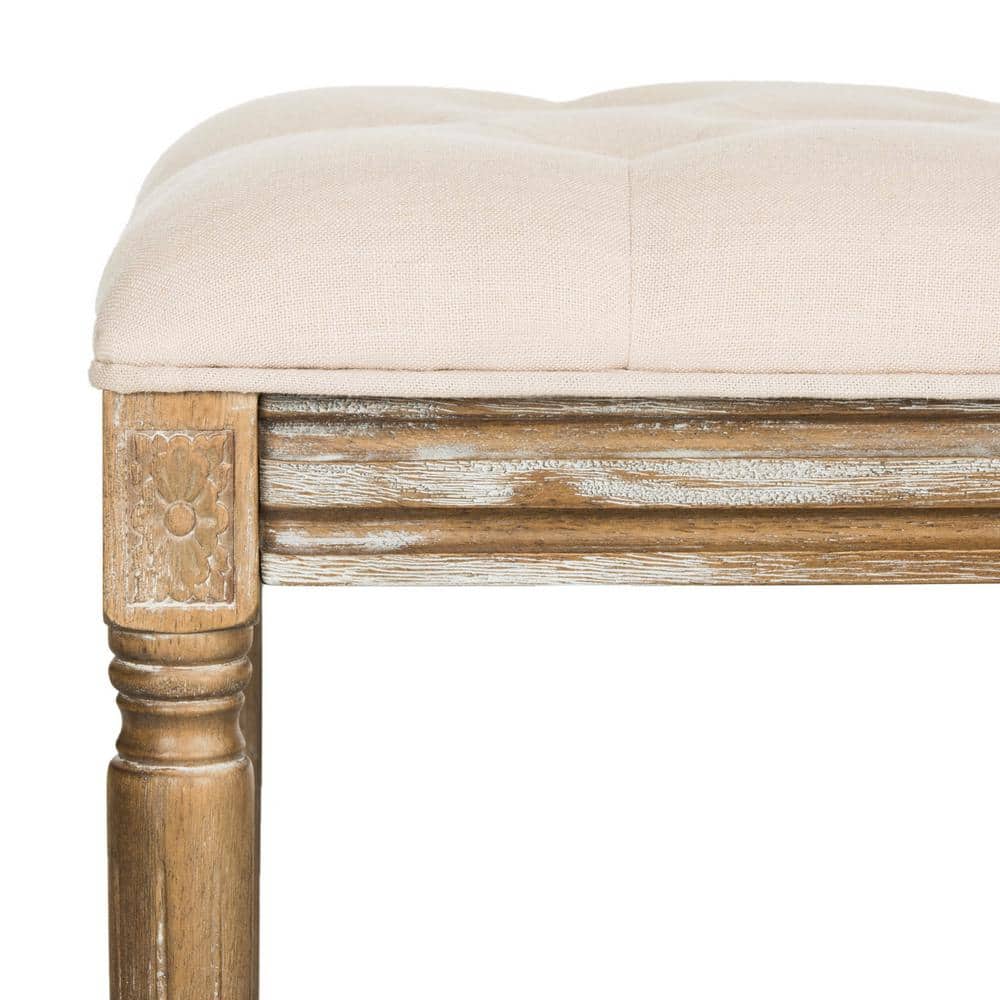 Rocha 47'' Beige and Brown Tufted Wood Storage Bench