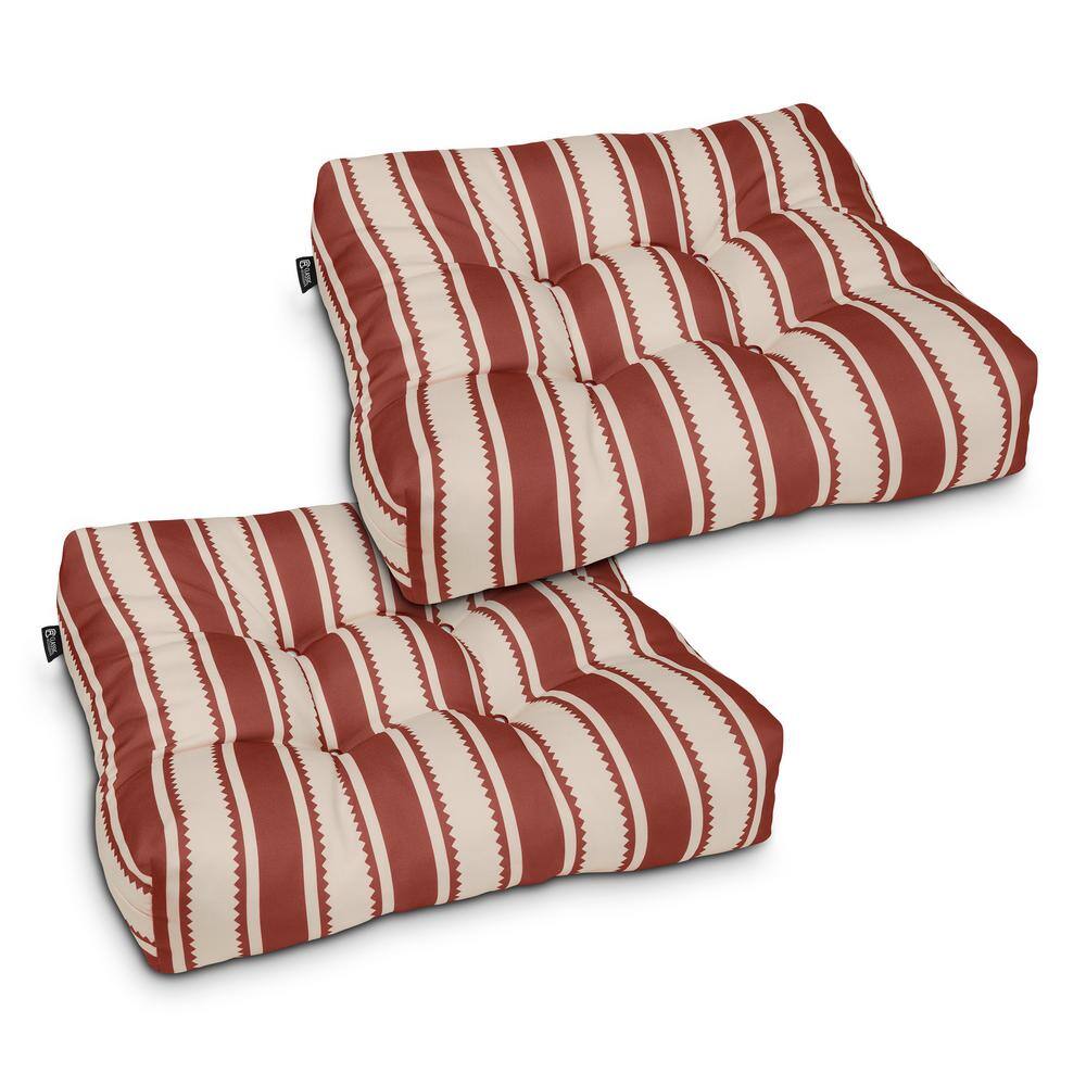 Hampton Bay 20 x 19 in. Hawking Stripe Contoured Outdoor Seat Cushion