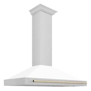 Autograph Edition 48 in. 400 CFM Ducted Vent Wall Mount Range Hood in Fingerprint Resistant Stainless & White Matte
