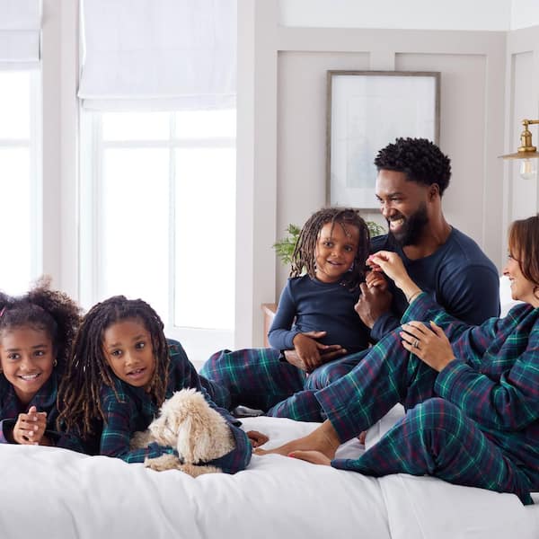 Family Christmas Pajamas Matching Set Soft Lazy Holiday Jammies Long Sleeve  Shirts and Plaid Pants Loungewear